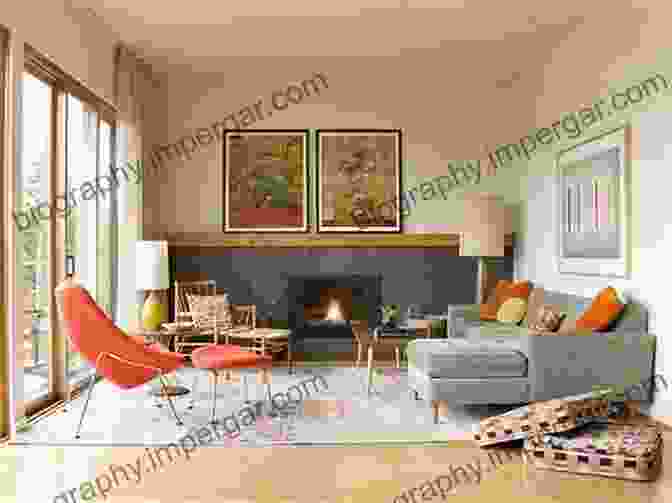 Interior Of A Mid Century Modern Living Room, With Large Windows And Minimalist Furnishings Photographic Architecture In The Twentieth Century