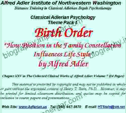 Birth Order/Family Constellation: An Adlerian View (Theme Pack 1 On Selected Topics)